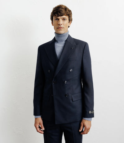 Costume croisé 100% laine bleu marine - IZAC