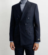 Costume croisé 100% laine bleu marine