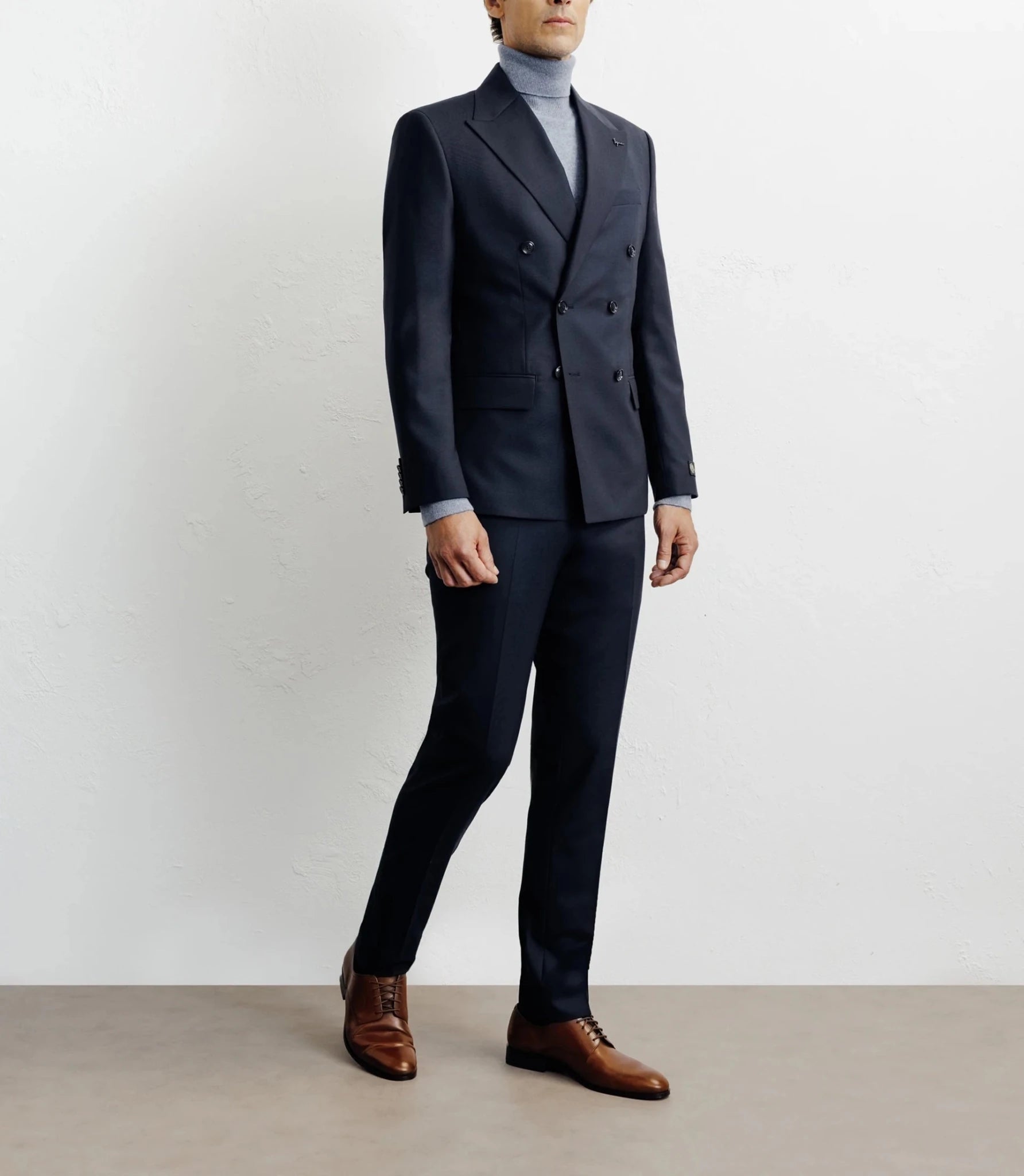 Costume croisé 100% laine bleu marine - IZAC