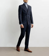 Costume croisé 100% laine bleu marine