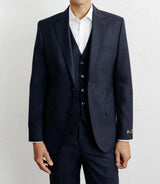 100% wool suit navy blue medium grey navy blue