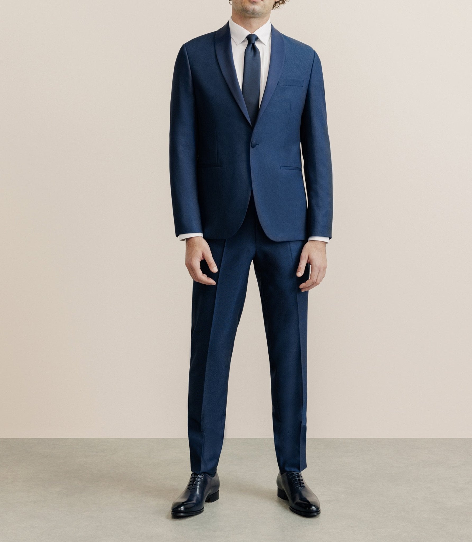 Costume cérémonie avec un col châle bleu - IZAC