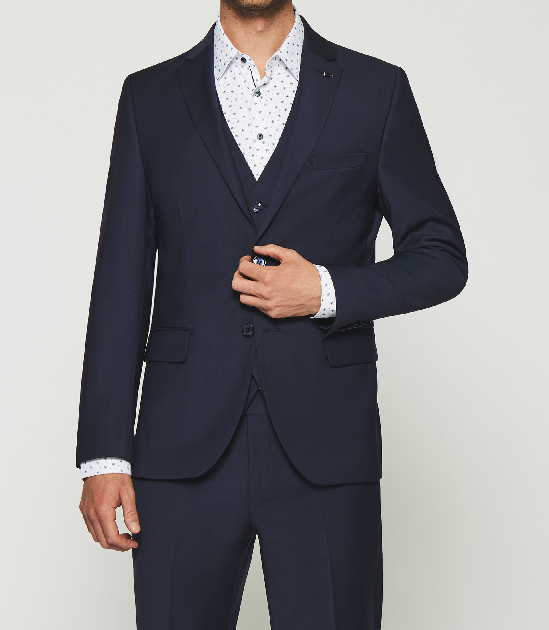 Costume regular 2 boutons en laine bleu marine FLATTEURREG - IZAC