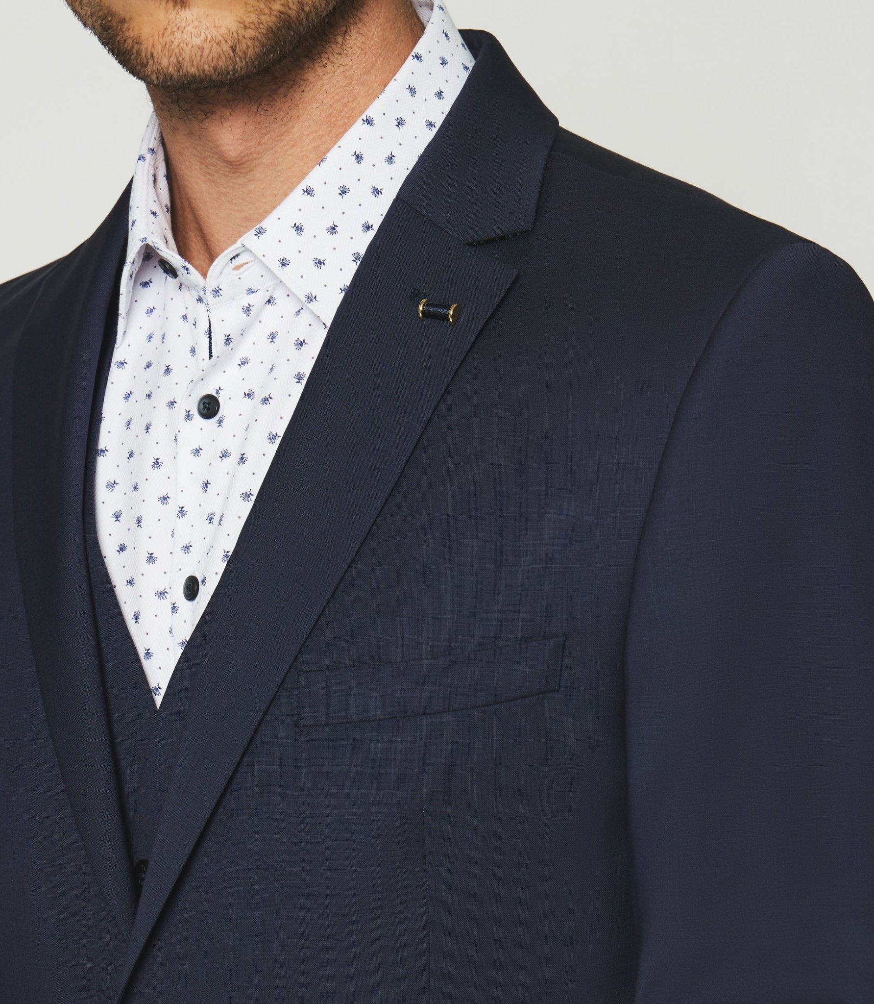 Costume regular 2 boutons en laine bleu marine FLATTEURREG - IZAC