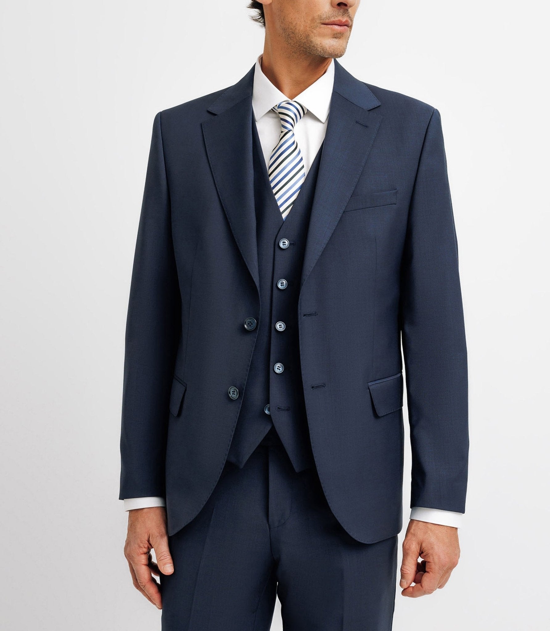 Costume 2 boutons en laine bleu marine - IZAC