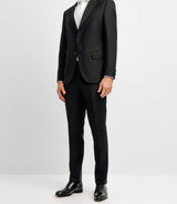 100% black wool suit