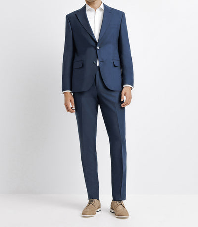 Costume à carreaux 2 boutons bleu marine - IZAC