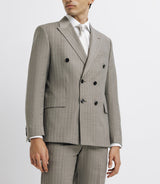 Costume croisé rayé beige - IZAC