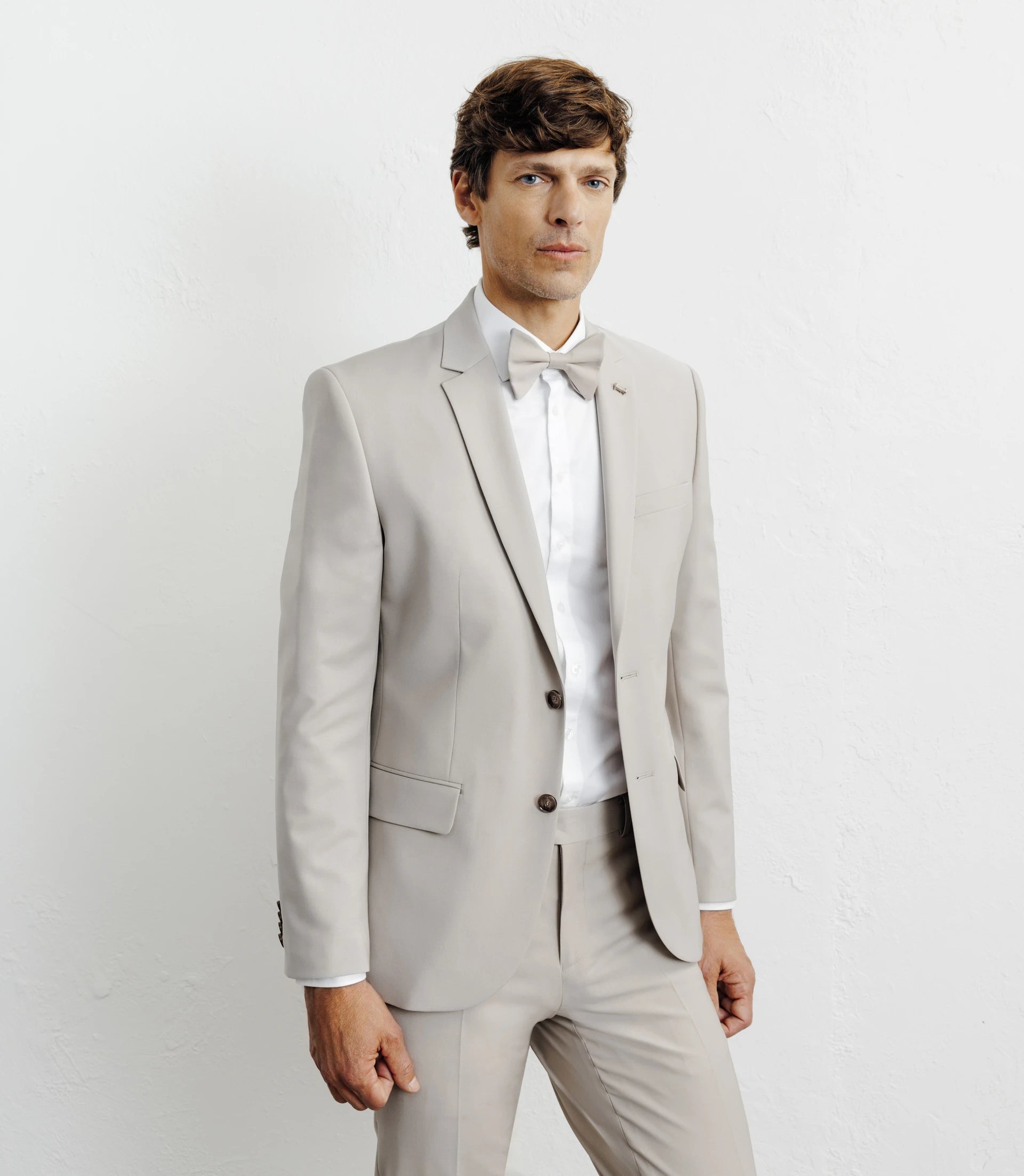 Costume 2 boutons laine majoritaire beige - IZAC