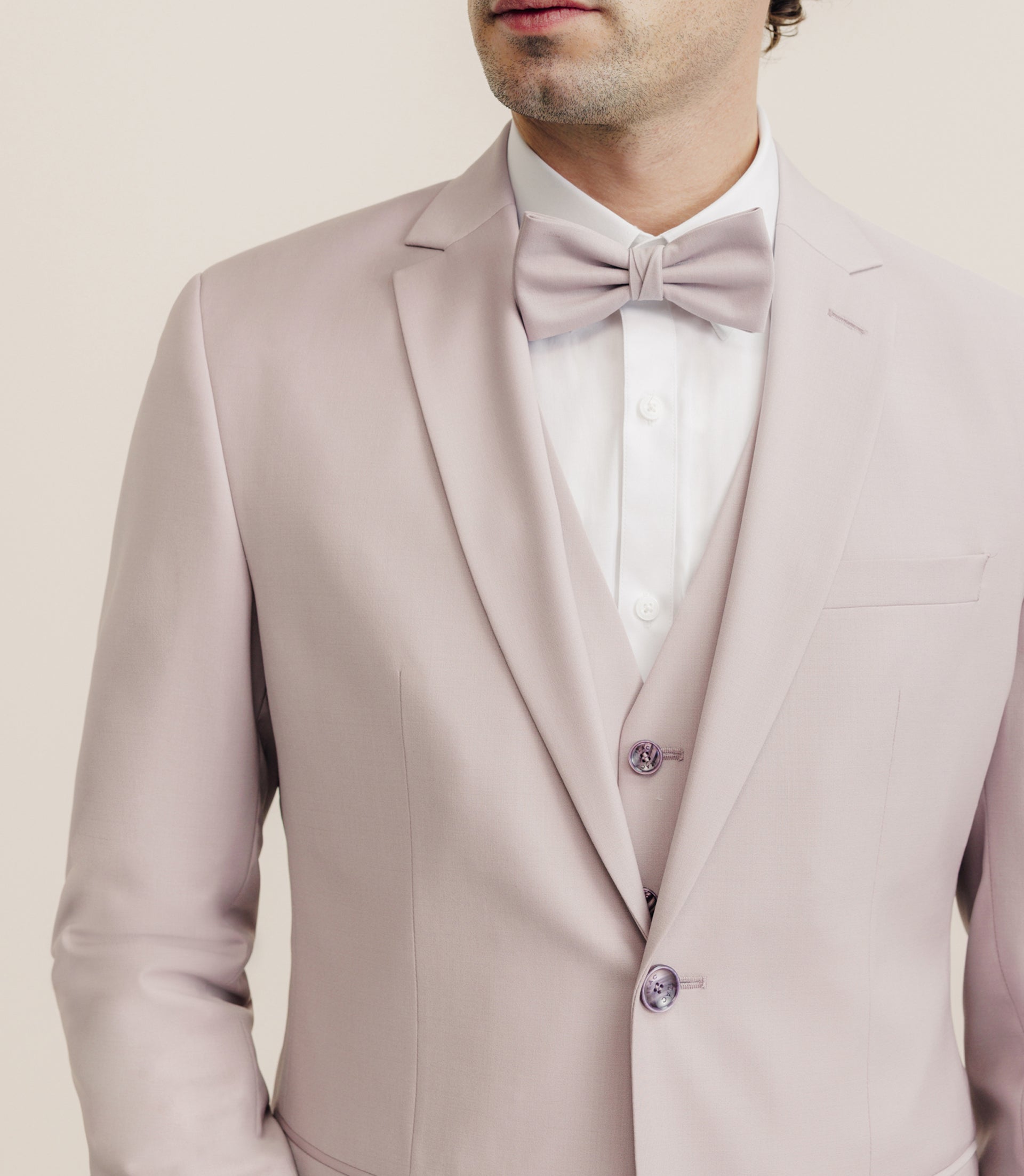 Costume 2 boutons laine majoritaire rose - IZAC