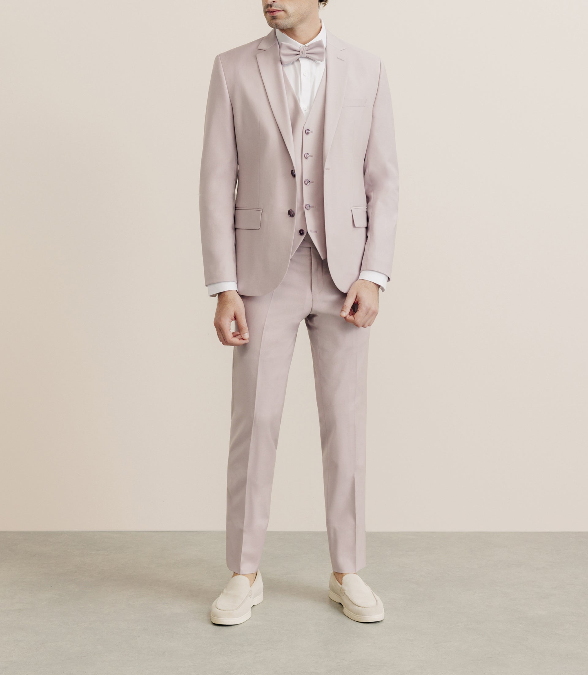 Costume 2 boutons laine majoritaire rose - IZAC