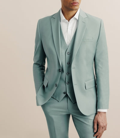 Costume 2 boutons laine majoritaire vert clair - IZAC