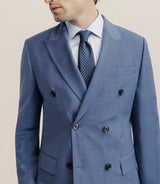 Costume croisé tissu laine mélangée bleu