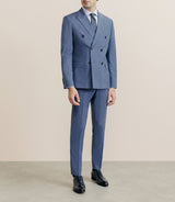 Costume croisé tissu laine mélangée bleu