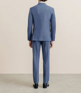 Costume croisé tissu laine mélangée bleu