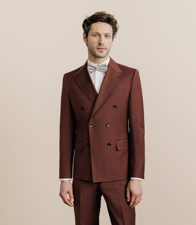 Costume croisé en laine mélangée terracotta - IZAC