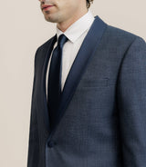 Costume col châle cérémonie bleu denim