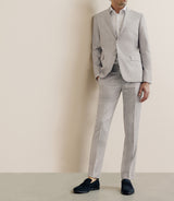 Beige tile fabric suitcase