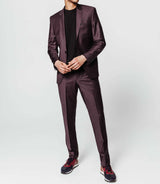 Costume col tailleur bordeaux - IZAC