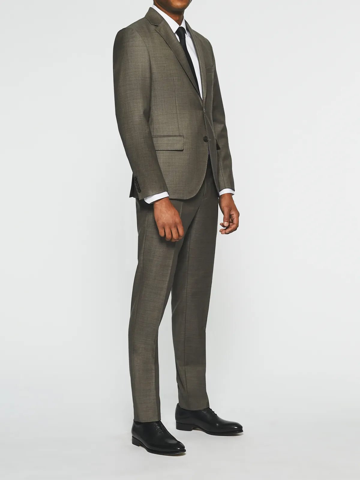 Costume 2 boutons en laine taupe LATIN - IZAC