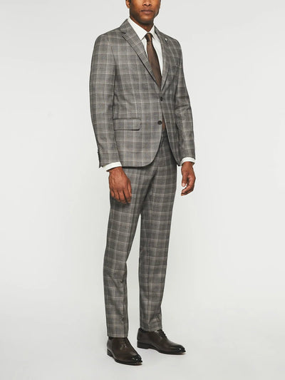 Costume 2 boutons à carreaux gris beige LYS - IZAC