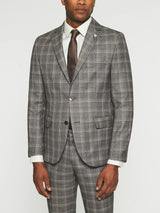 Costume 2 boutons à carreaux gris beige LYS - IZAC