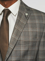 Costume 2 boutons à carreaux gris beige LYS - IZAC