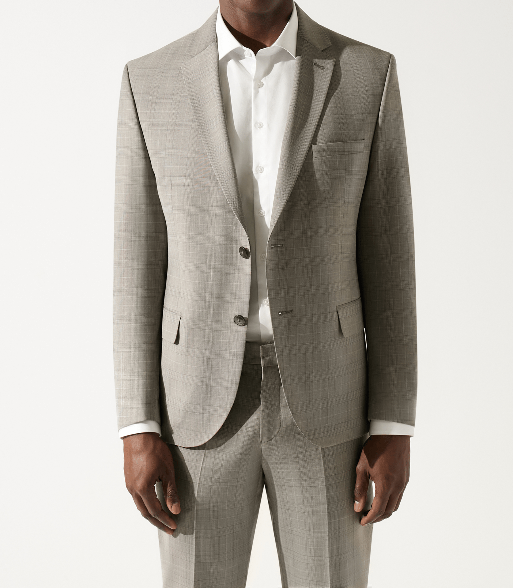 Costume à carreaux esprit Prince de Galles beige LECCE - IZAC