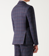 Blue checkered shawl collar suitcase