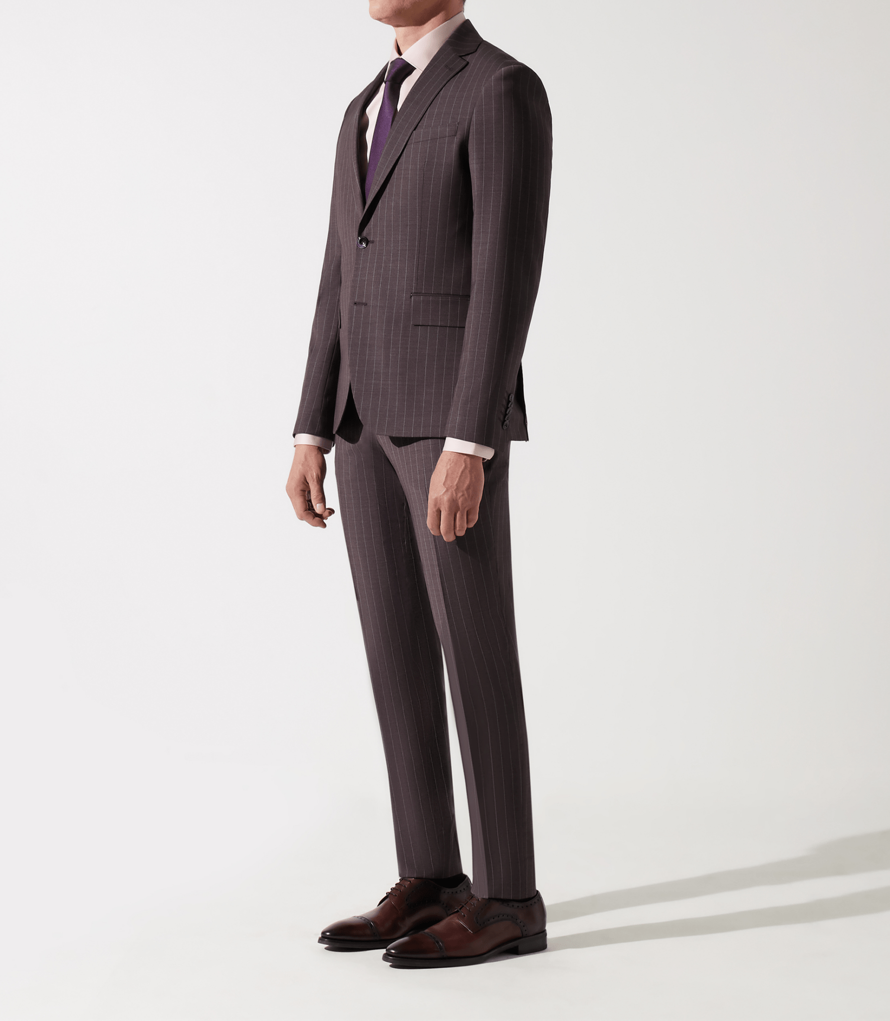 Costume 2 boutons à rayures bordeaux LUGANO - IZAC