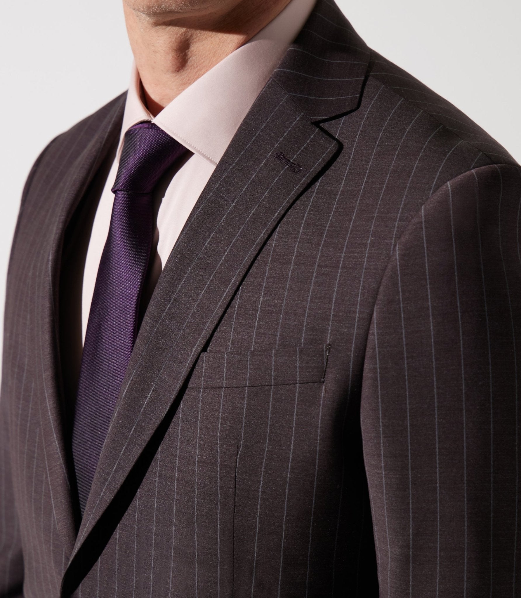 Costume 2 boutons à rayures bordeaux LUGANO - IZAC