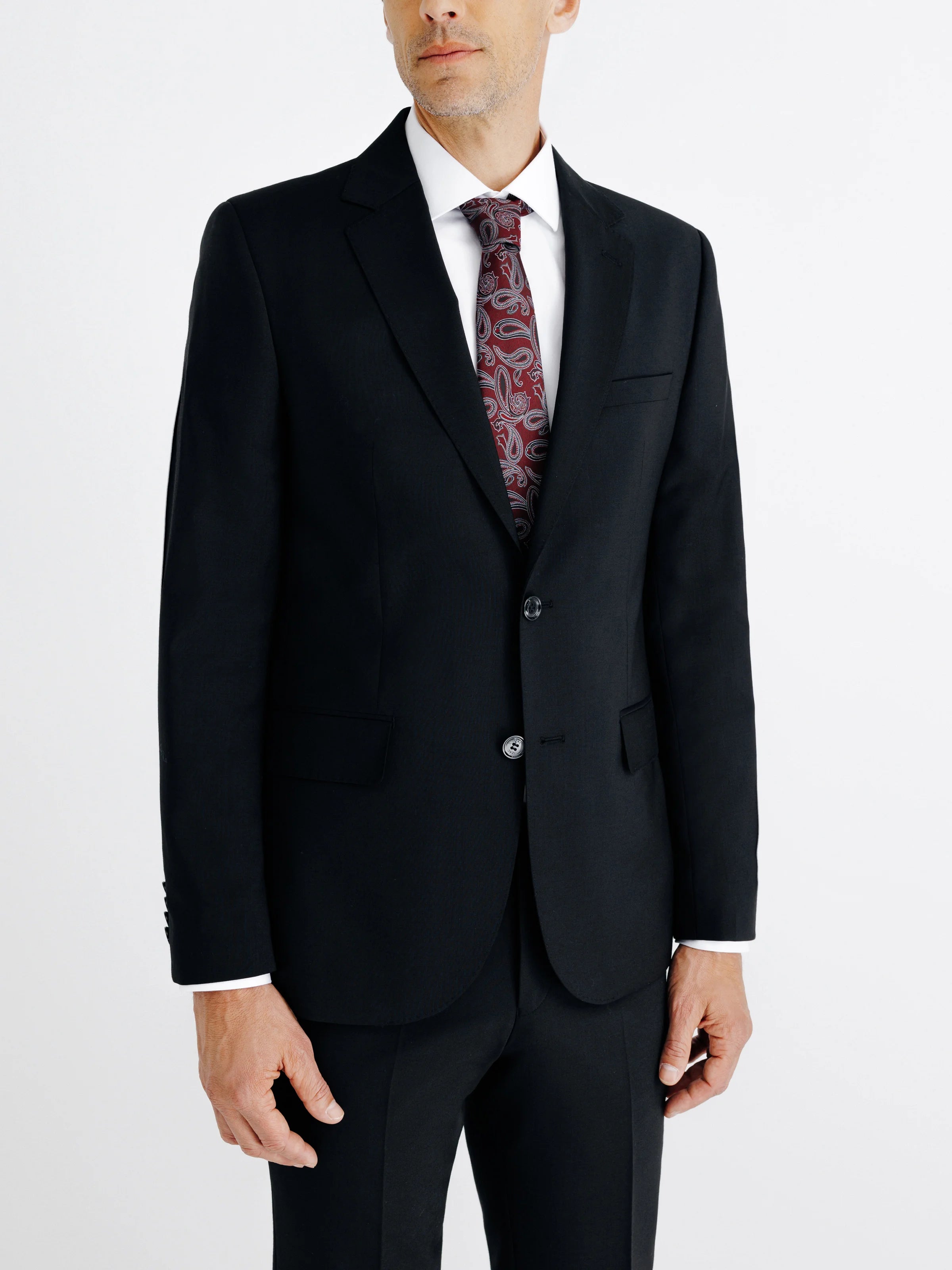 Costume 2 boutons laine bleu noir - IZAC