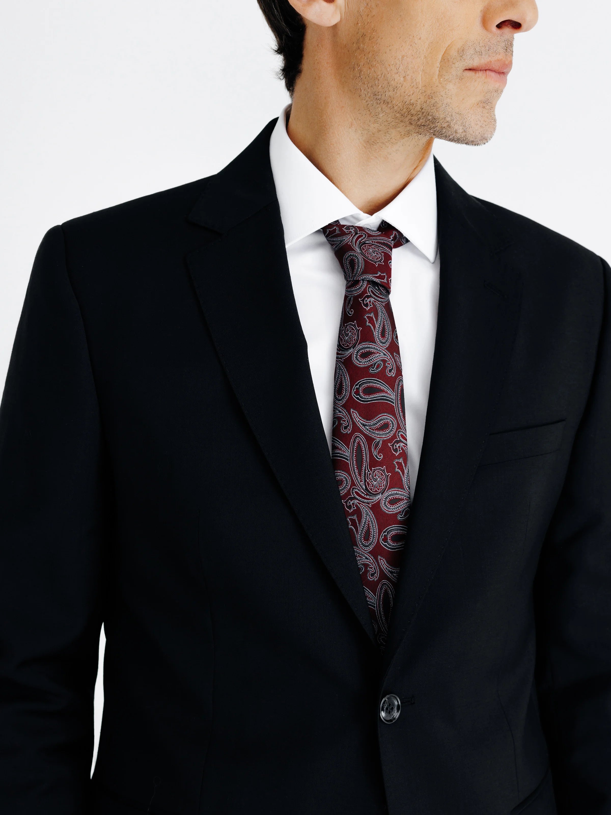 Costume 2 boutons laine bleu noir - IZAC