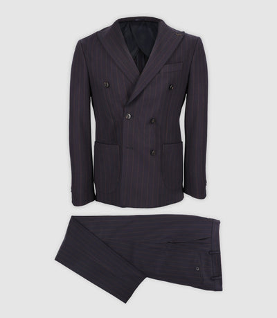 Costume croisé à rayures marine - IZAC