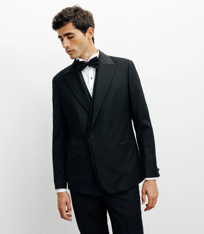 Costume croisé double col noir - IZAC