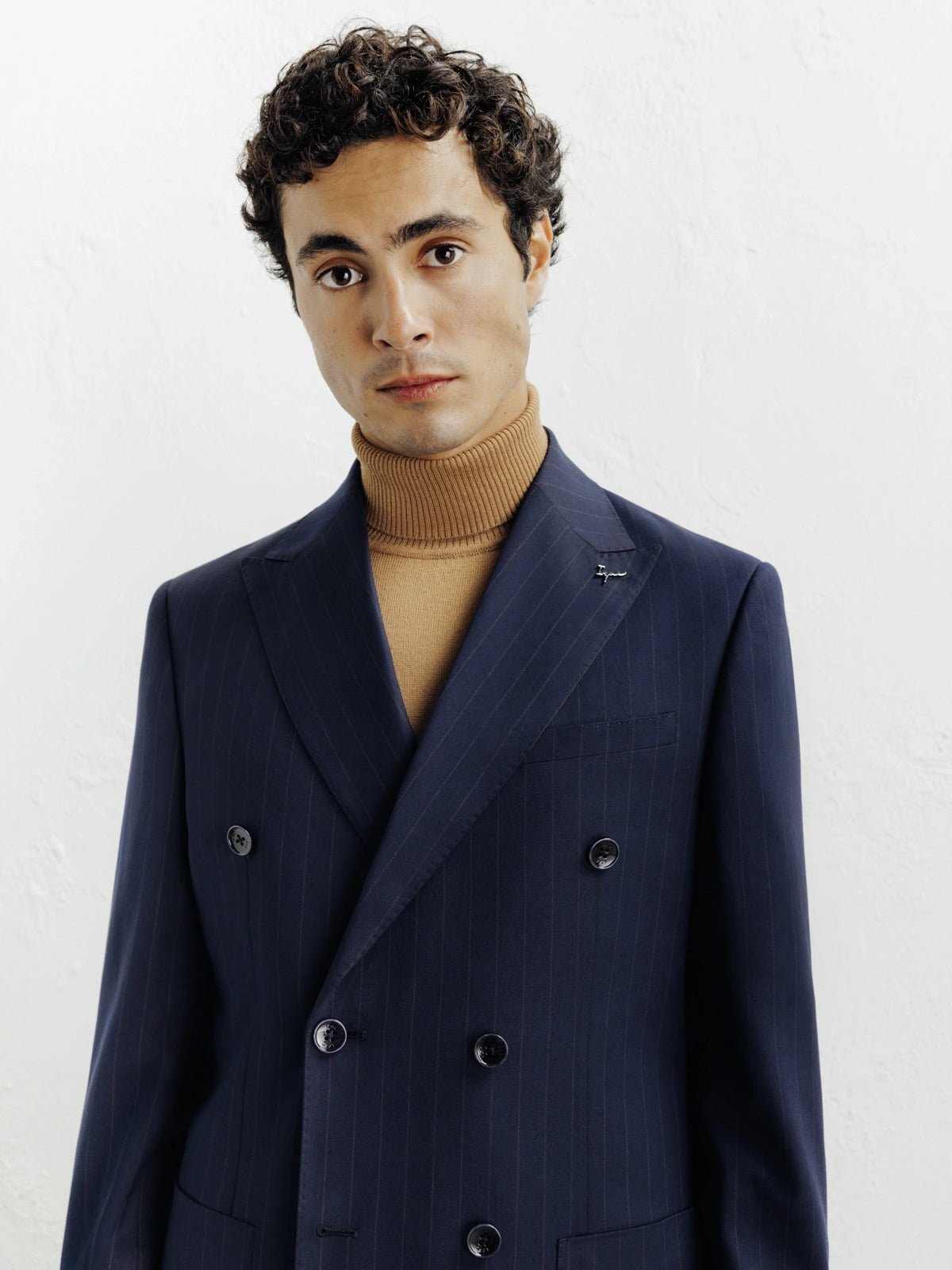 Costume croisé rayé marine - IZAC