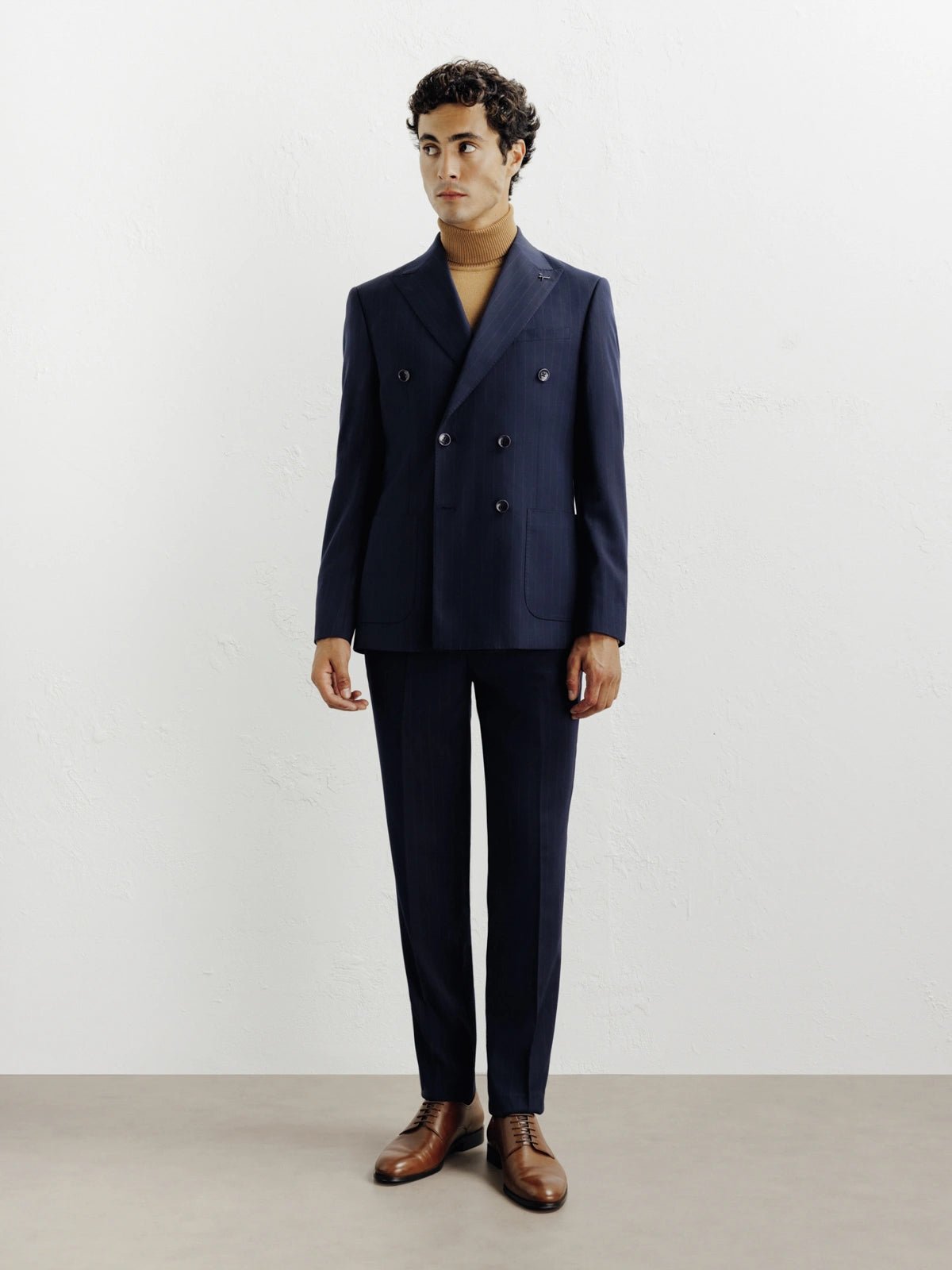 Costume croisé rayé marine - IZAC