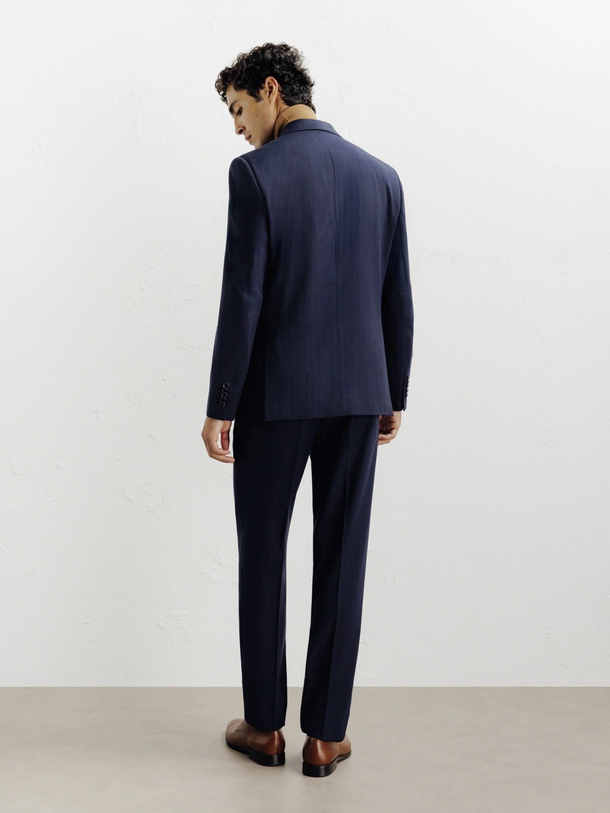 Costume croisé rayé marine - IZAC