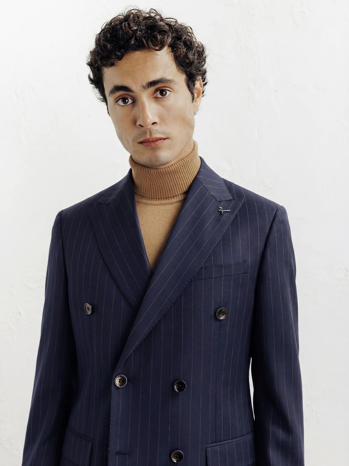 Costume croisé rayé marine - IZAC