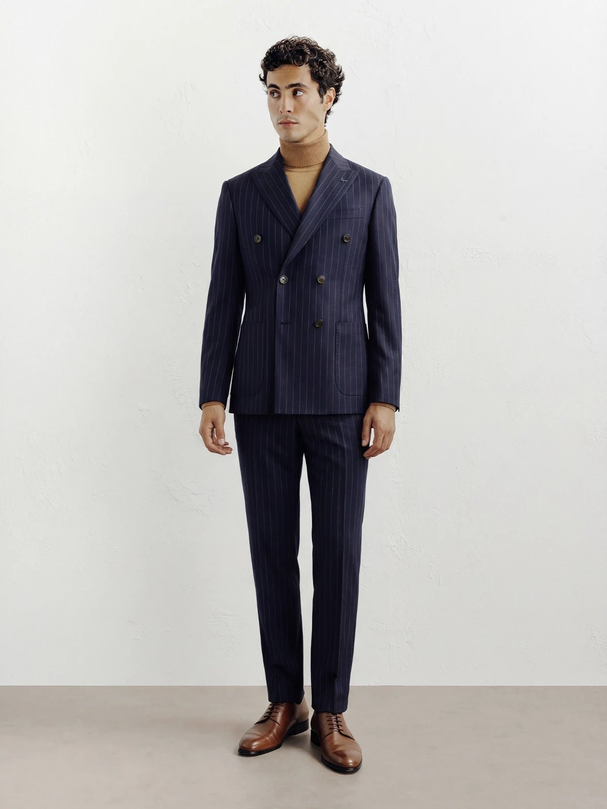 Costume croisé rayé marine - IZAC