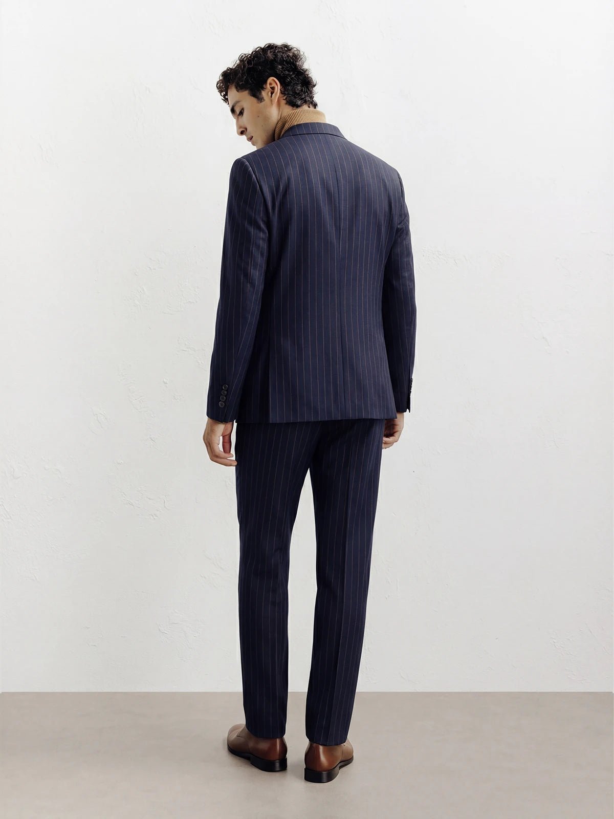 Costume croisé rayé marine - IZAC