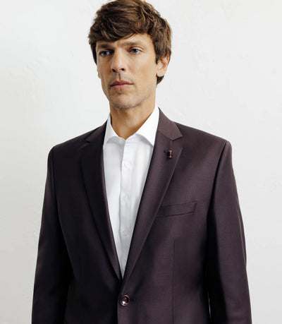 Costume 2 boutons laine majoritaire bordeaux foncé - IZAC