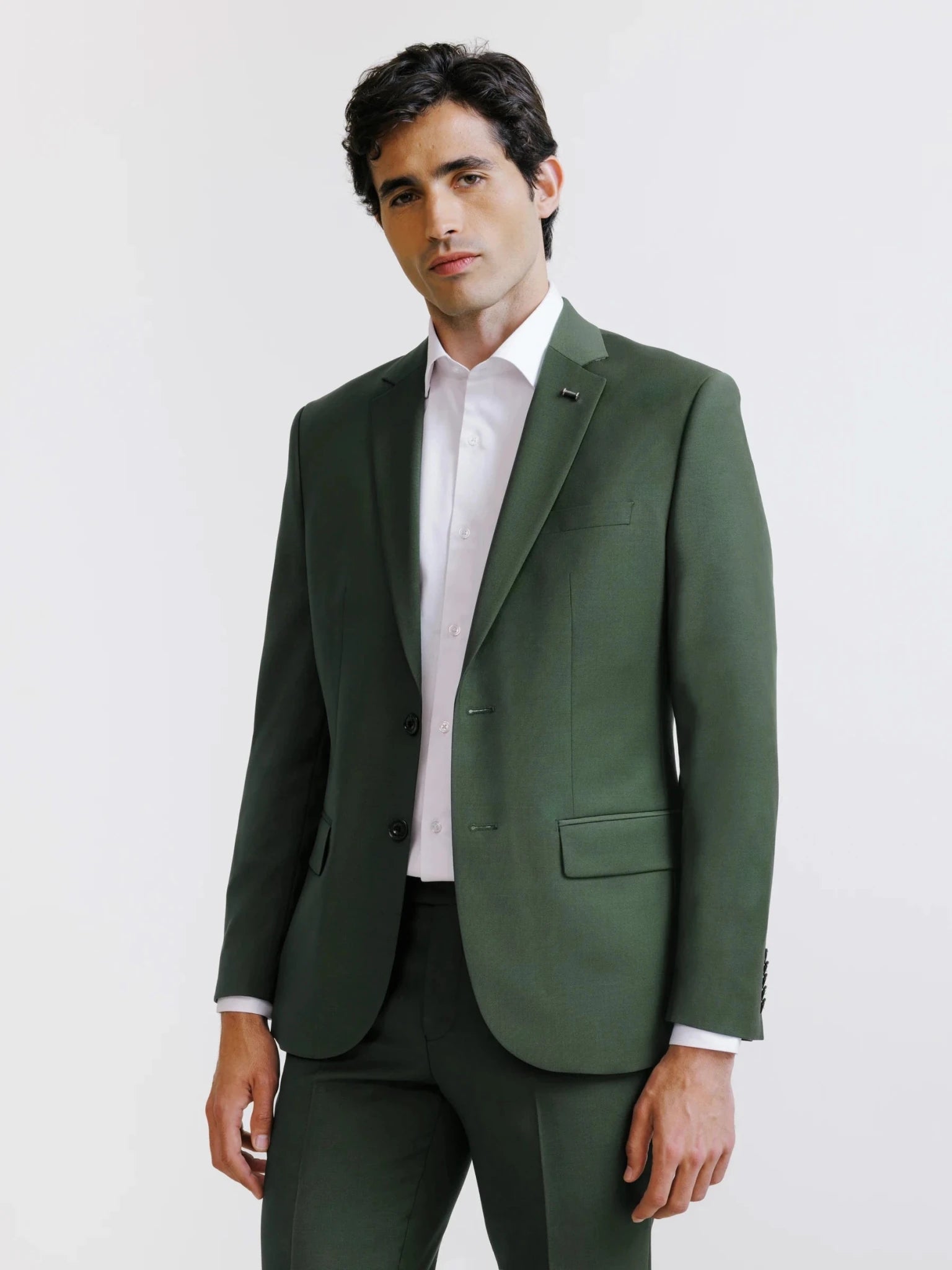 Costume 2 boutons laine majoritaire vert foncé - IZAC