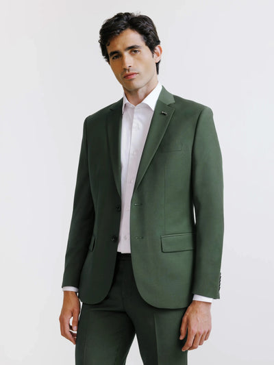 Costume 2 boutons laine majoritaire vert foncé