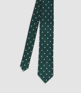 Silk tie with micro patterns green