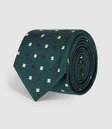 Silk tie with micro patterns green