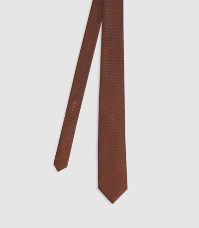 Cravate à motifs en soie marron - IZAC