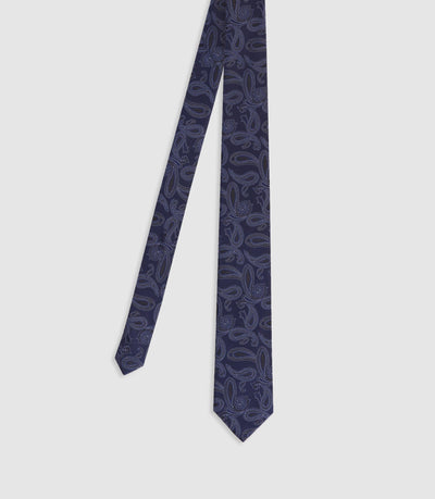 Cravate avec motifs en soie marine - IZAC