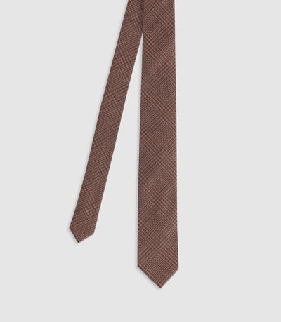 Cravate à motifs pied de poule marron - IZAC