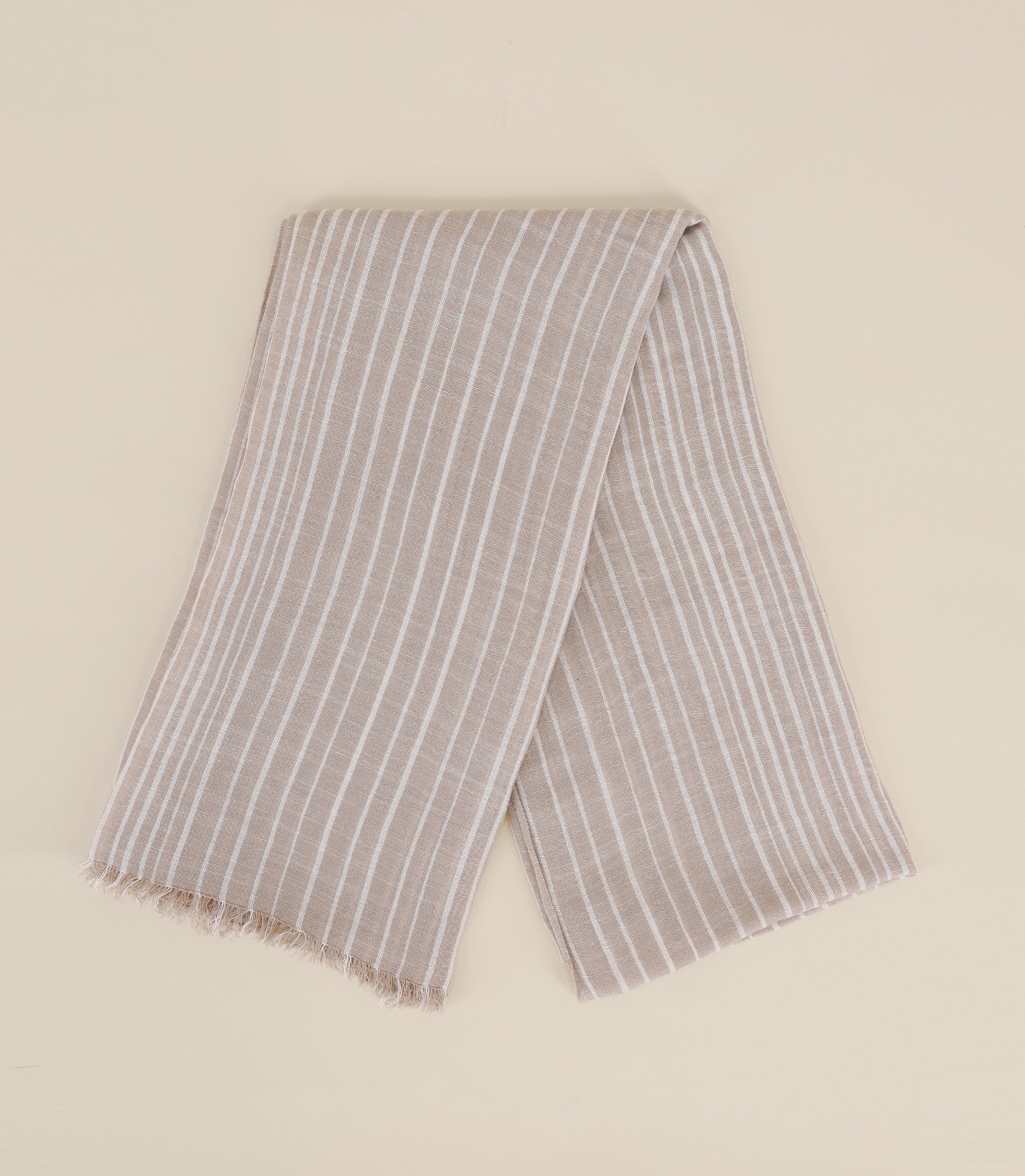 Beige contrasting striped scarf